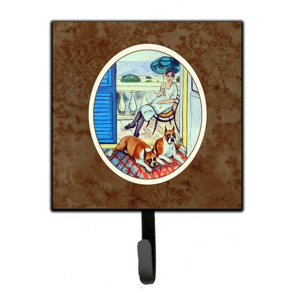 Carolines Treasures 7068SH4 Lady with her Boxer Leash or Key Holder 7Hx4.25W multicolor