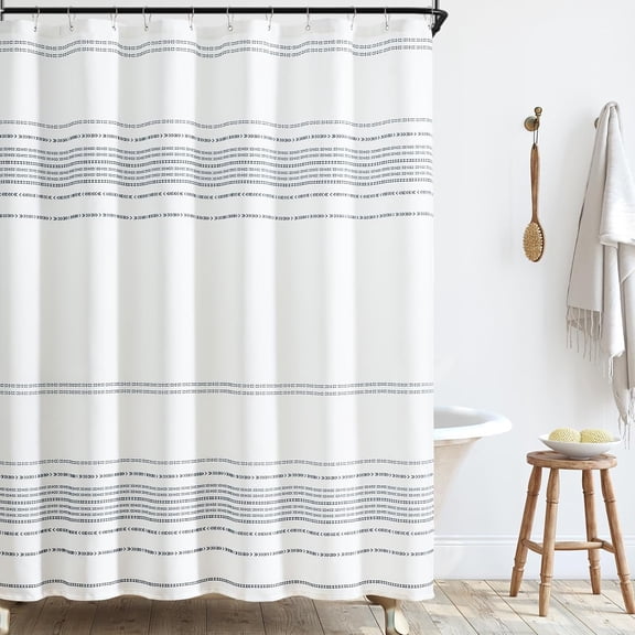 Black and White Shower Curtain Fabric Shower Curtain for Bathroom Boho Shower Curtain Spring Waterproof in Bath 72x72 inches Modern Striped Shower Curtain with Curtain Hooks 1 Panel