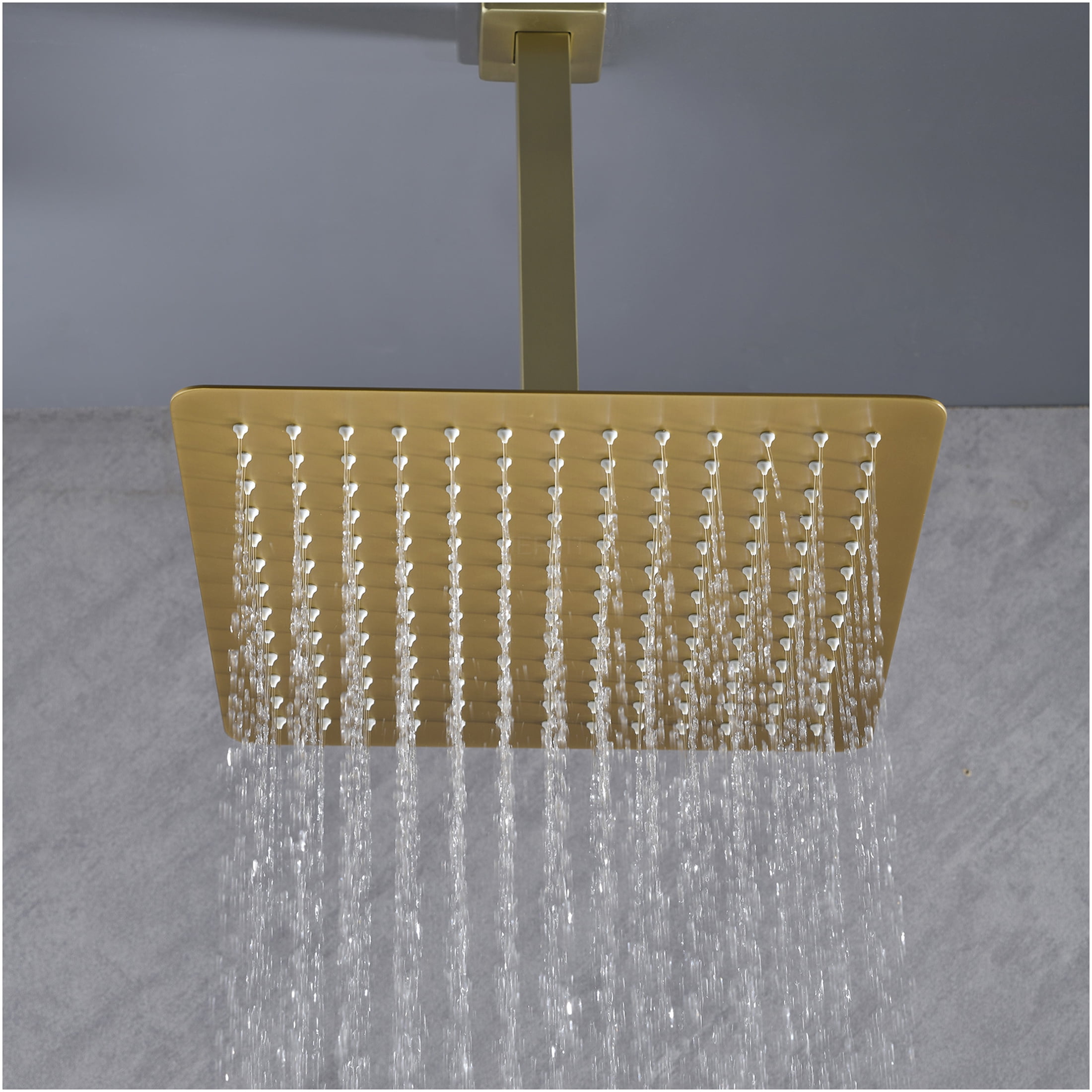 JERFIT 6 Inch Rain Shower Head High Pressure, Brushed Gold Stainless Steel Rainfall Showerhead with Easy Install and Self-Cleaning Nozzles