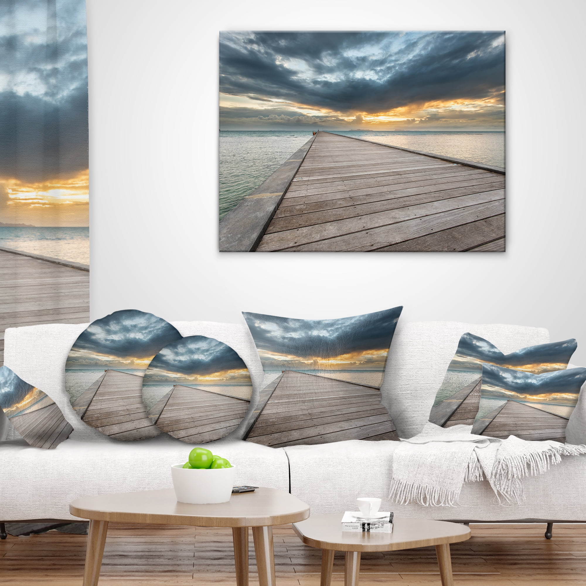 Designart 12" x 20" Multi-color Bridge Pier Polyester Throw Pillow
