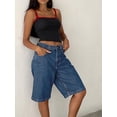 thumbnail image 3 of SUNSIOM Women's Knee Length Denim Shorts Loose Solid Color Low Rise Wide Leg Long Shorts with Pockets for Summer, 3 of 6