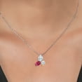 thumbnail image 3 of 925 Silver and 10K Yellow Gold White Moissanite and Tourmaline 3 Stone Pendant Necklace for Women | 2.50 Cttw | Gemstone Birthstone | Pear Shape 8X6MM | Oval 7X5MM | Round 5MM | with 18 inch Chain, 3 of 3