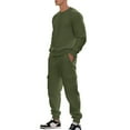 thumbnail image 5 of Men's Waffle Knit Pullover Sweatshirt and Cargo Jogger Pants Set Casual Crewneck Long Sleeve Top with Pocket Design, 5 of 5