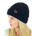 thumbnail image 3 of C.C Unisex Chenille Soft Warm Stretchy Thick Cuffed Knit Beanie Cap Hat-Navy, 3 of 4