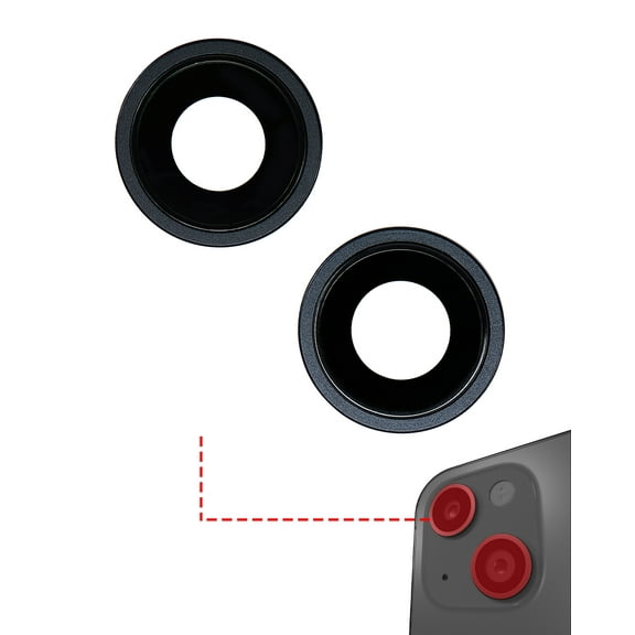 Replacement Back Camera Lens With Bracket & Bezel Compatible For iPhone 14 / 14 Plus (2 Piece Set) (Premium) (Midnight)