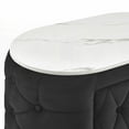 thumbnail image 5 of Modern Faux Marble Top Nightstand with Fabric Upholstery & 2 Drawers, 5 of 7