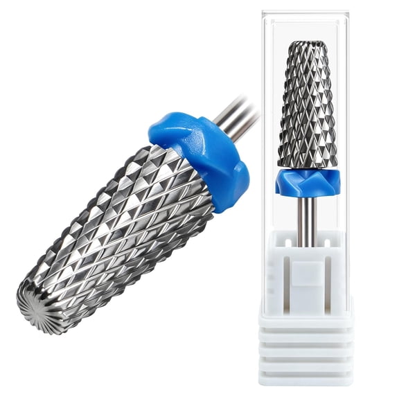 KASIU 5-In-1 Carbide Nail Drill Bit, Tungsten Carbide Nail Drill Bit for Acrylic Nails, Hard Gel, Poly Gel & Dip Powder Removal, Safety Rounded Top, 3/32“ Shank (Medium (M))