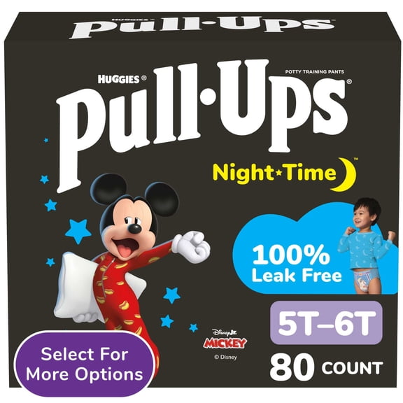 Pull-Ups Boys' Night-Time Potty Training Pants, 5T-6T (46-60 lbs), 80 Ct (Select for More)