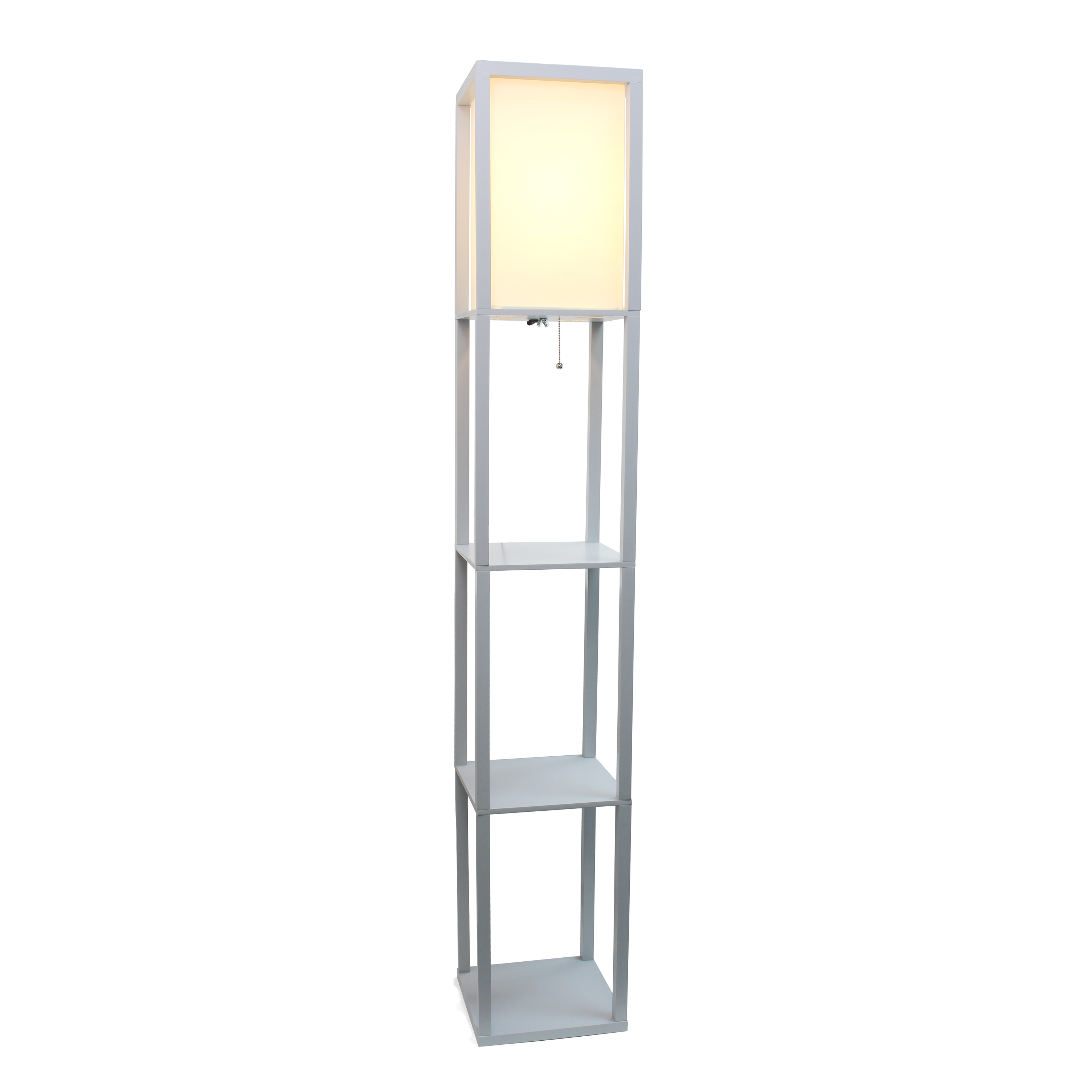 Simple Designs 62.5" Floor Lamp Etagere Organizer Storage Shelf with Linen Shade, Gray - image 3 of 7