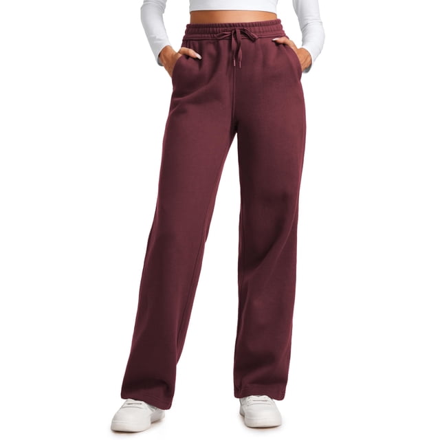 Pantalones CRZ YOGA Joggers para Mujer 76 cm Forro de Felpa Rojo Oscuro