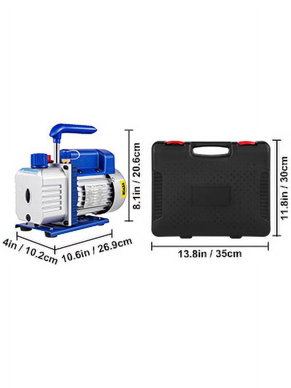 Vevor MCKDZK44.8CFM7CNVV1 4.8 CFM 0.25 HP Single Stage HVAC AC Refrigeration Vacuum Pump Kit with 5PA Ultimate Vacuum Manifold Gauge Set