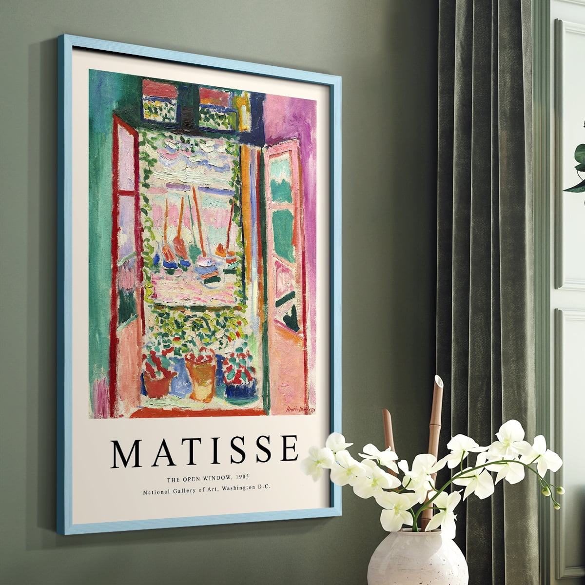 Matisse CXCVII Framed Print in Blue Solid Wood 11 x 14 Framed Print
