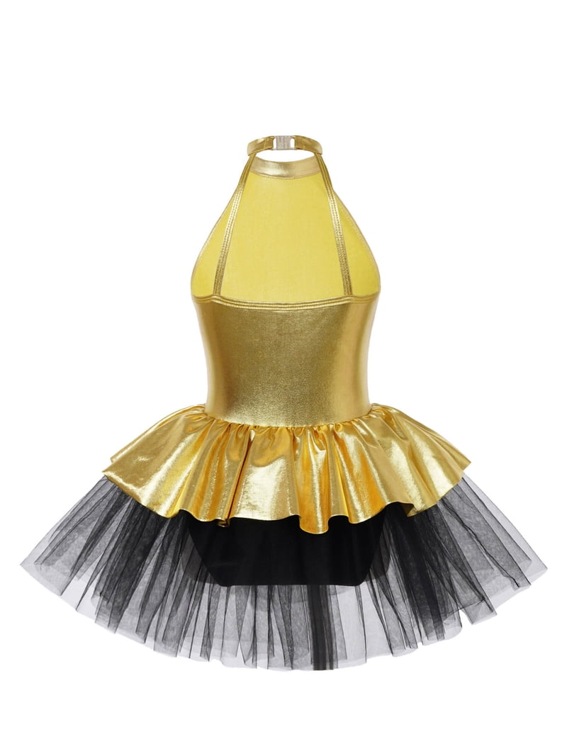 a ballet dancer dressed in a golden yellow tutu Butterfly detailed yellow ballerina tutu 9 years main image 1