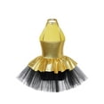 thumbnail image 2 of Aislor Kid Girls Sleeveless Dance Tutu Dress Sequined Bowknot Ballet Leotard Skirt 6-16 A Gold 10, 2 of 7
