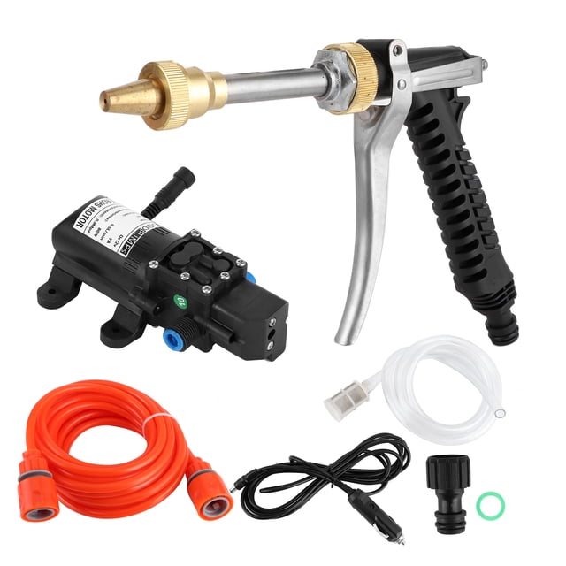Kit de manguera de bomba de agua para lavadora de alta presión portátil de 12 V y 130 PSI, limpiador de lavado potente para automóvil de 80 W