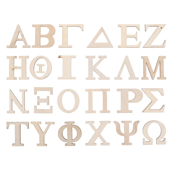 KAKOWELY letters for wall decor 24pcs Wood Greek Alphabet Letter for Alphabet Learning Unfinished Wood Letters for Scrapbooking Crafts and Wall Decor DIY Painting