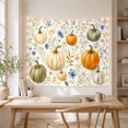 thumbnail image 5 of Autumn Pumpkins Among Blue Florals, Nostalgic Farmhouse for Botanical Lovers, Harvest Wall Art, Thanksgiving Hostess Gift, Tapestry Wall Hanging for Living Room and Bedroom, 5 of 7