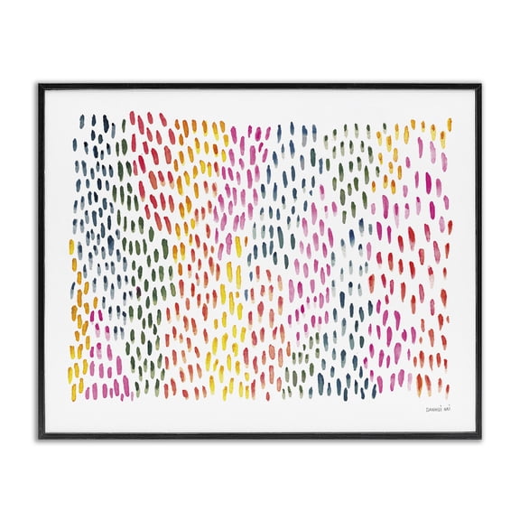 Stupell Industries Eclectic Abstract Splotch Marks Pink Yellow Green Pattern Black Framed Giclee Art, 14 x 11, by Danhui Nai