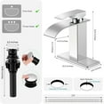 thumbnail image 5 of Matte Black Modern Bathroom Sink Faucet - Waterfall Single Handle Mixer Tap for 1 or 3 Hole Installation - Includes Pop-up Drain, Supply Hoses & Deck Plate | RV Vanity Compatible, 5 of 9