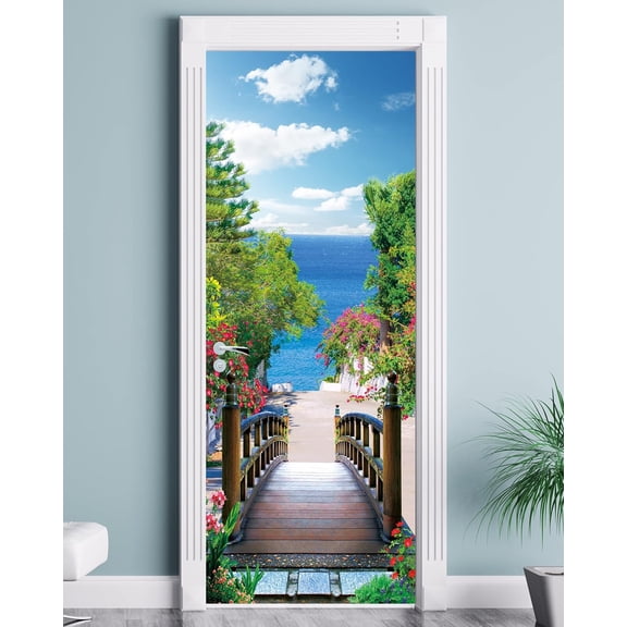 3D Door Mural - Arch-Shaped Corridor Peel & Stick Door Wallpaper, Removable Self-Adhesive