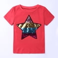 thumbnail image 6 of Zwiiyzr Toddler Boys Girls Flip Sequin Top Baby Clothes Fashion Cotton Funny Discoloration Flip Star Sequins Pattern Top T-shirt Red, 6 of 9
