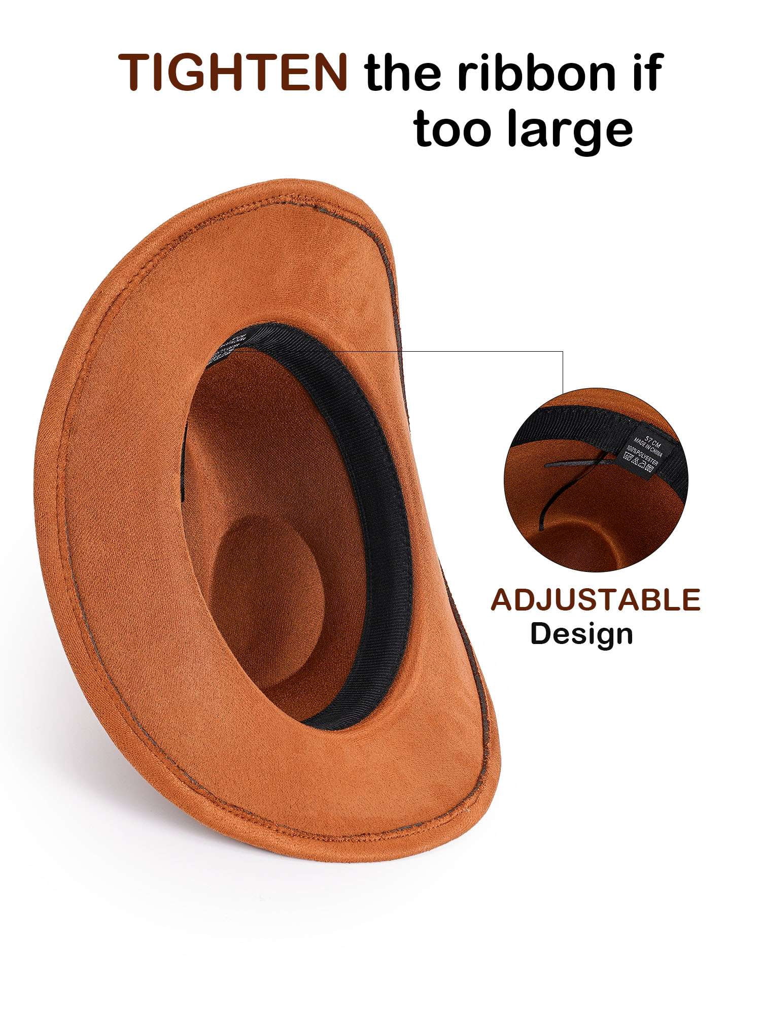 Retro Suede Cowboy Hat with Buckle Belt - Unisex Western Fedora Classic Black Western Cowboy Hat with Buckle Belt - Unisex  main image 2