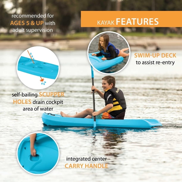 Dash 6.5ft Youth Kayak by Lifetime, Sit-on-Top Design, Glacier