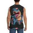 thumbnail image 4 of Pofeuu Blue Dinosaur Print Men's Muscle T-Shirt, Sleeveless, Muscle Tank, Classic Muscle Tee Top For Men Casual Sleeveless Muscle T-Shirt Trendy Clothes-X-Large, 4 of 7