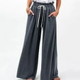 thumbnail image 2 of 50%&nbsp;Off&nbsp;Clear! UTSJKR Women's Wide Leg Palazzo Pants with Pockets Drawstring Paper Bag High Waist Loose Fit Long Pants Trousers Gray 6, 2 of 7