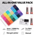 thumbnail image 2 of Kit de pedrería para manualidades Worthofbest de 33.000 piezas, gemas arcoíris de 3 mm, 2 of 6