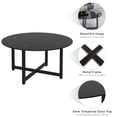 thumbnail image 5 of 36 Inch Black Round Glass Coffee Table For Living Room, Black Coffee Table, Circle Coffee Table, Small Round Coffee Table With Glass Top, Metal Frame, Tempered Glass, 5 of 10