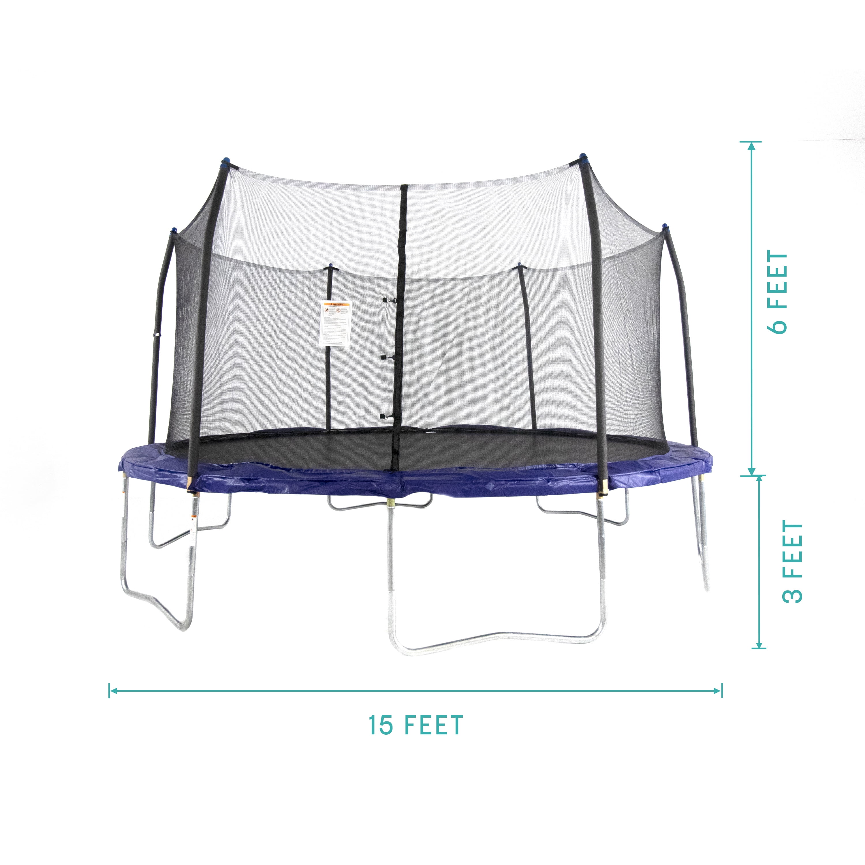 Skywalker Trampolines 15ft Round Trampoline with Safety Enclosure Net - Blue Outdoor Trampoline for Kids & Adults, Heavy-Duty Rust-Resistant Frame