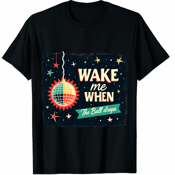 Wake Me When the Ball Drops Funny New Years Eve Graphic Tee T-Shirt for Men Women