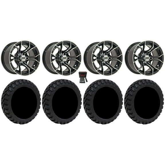 GTW Spyder 12" Golf Cart Wheels Machined 20" Nomad Tires Yamaha