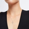 thumbnail image 2 of 0.50 T.C.W Round Real Diamond Stunning Stacked Cross Pendant Necklace for her Solid 14K White Gold With 18 inches chain, 2 of 3