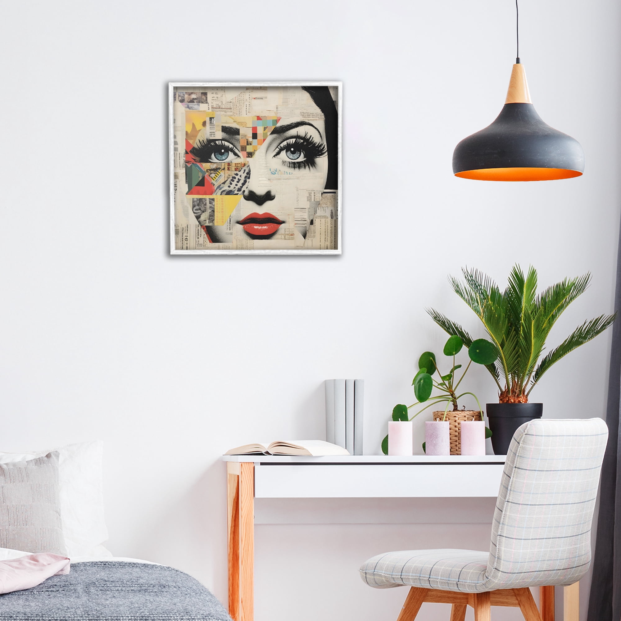 Stupell Industries Fashion Collage Pop Portrait White Framed Giclee Art, design by Creative Studio