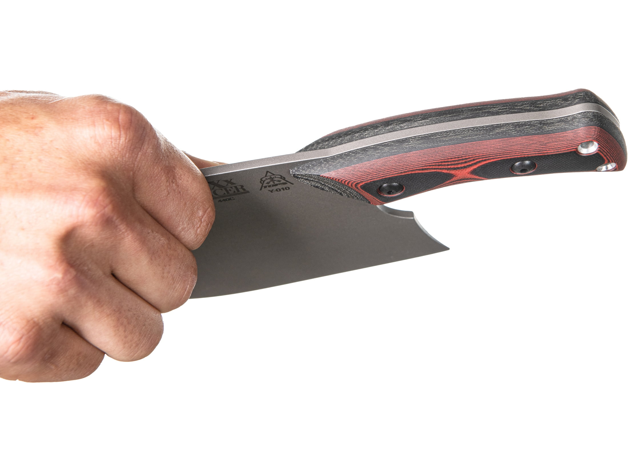 TOPS Knives XXX Dicer Kitchen Knife 7" Chef 440C Stainless Tumble Blade G-10 Handle Black/Red