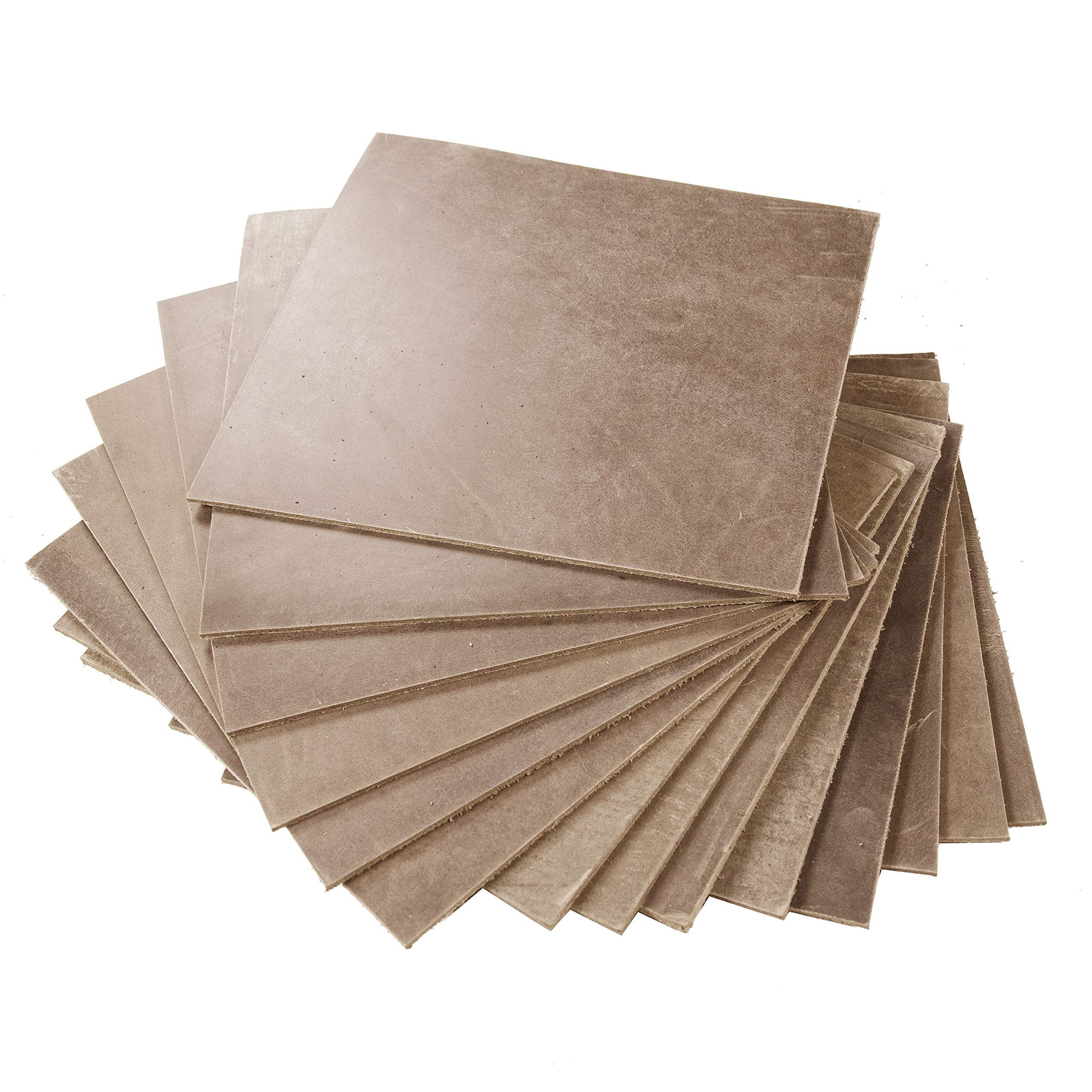 FabricLA Tooling Leather Squares | Crafting Heavy Weight Full Grain Cowhide (2.8-3.00mm) 10X10 - Tobacco