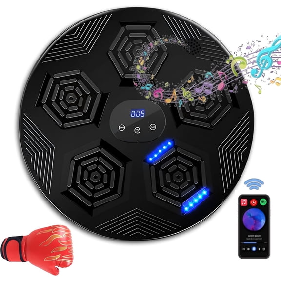 Annuodi Smart Music Boxing Machine, Home Electronic Boxing Trainer for Home Gym Setup, Wall Mounted Boxing Training Equipment with Boxing Gloves, Gift for Holidays Or Birthdays