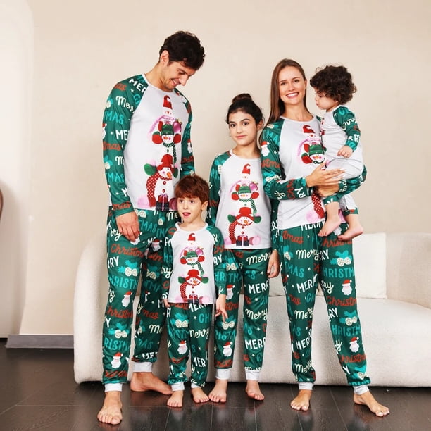 2023 New Arrival Christmas Family Pajamas Set Snowman Print Mother Father Kids Matching Clothes Infant Baby Romper Xmas Look Pjs
