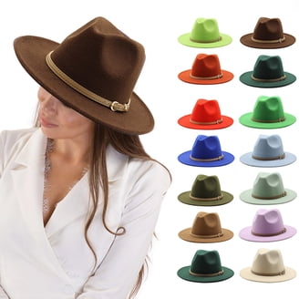 Wide Brim Fedora Floppy Panama Hat with Belt Buckle Adjustable EOGIMI Fashion Women Wide Brim Fedora Floppy Panama Hat with  main image 3