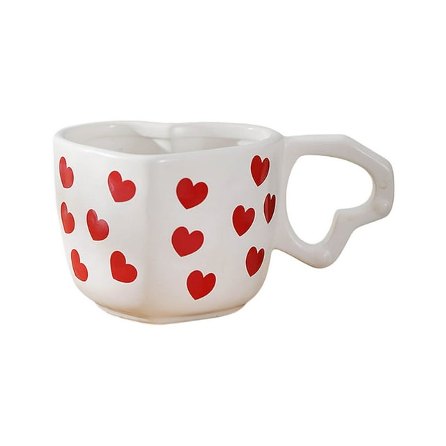 BotaniNest Tasse à Café en Céramique pour la Saint-Valentin avec Poignée Tasse en Forme de Cœur Rouge pour Centre de Table de Mariage Fête de la Saint-Valentin