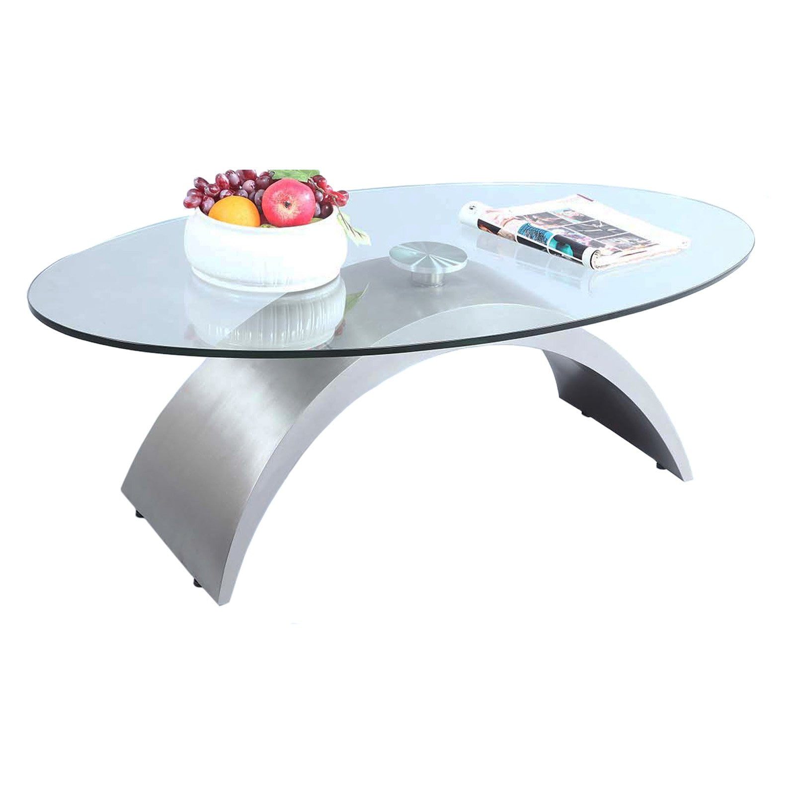 Chintaly Oval Glass Top Coffee Table