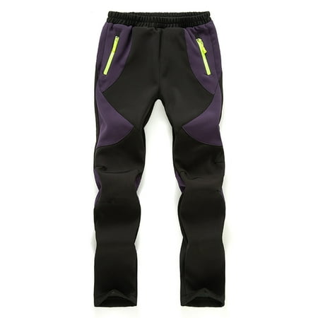 

Yubatuo Kids Baby Boys Girls Patchwork Ski Suit Pocket Thicken Warm Trouser Pants Purple L