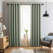 PrimeBeau Thermal Insulated 100% Blackout Grommet Curtains for Bedroom with Black Liner(52 x 96-Inch, Sage, 2 Panels)