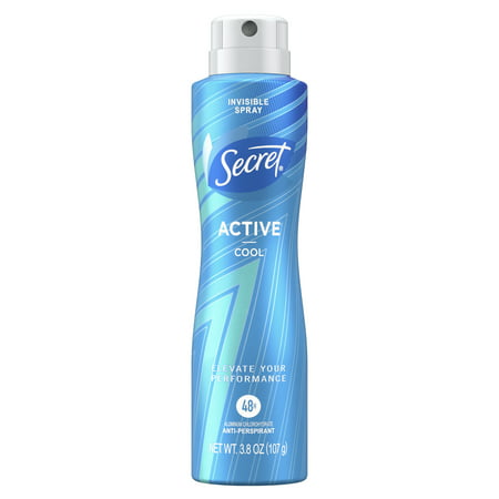 Secret Invisible Spray Antiperspirant and Deodorant for Women, Active Cool, 3.8