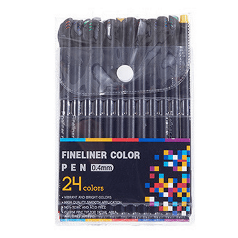 24 Colors Fineliner Pens 0.4mm Fine Tip Marker Drawing Color Pens Set for  Planner Writing