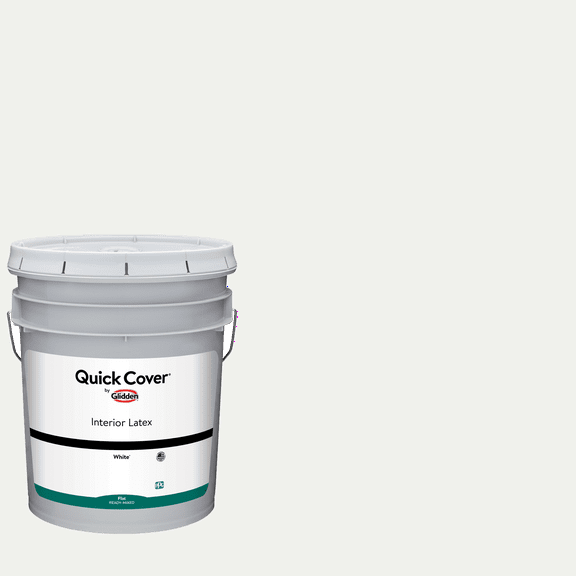 Glidden Quick Cover Interior Latex Paint Flat, White, 5 Gallon