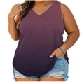 thumbnail image 1 of StSilkitty Plus Size Tank Tops for Womens Gradient Color Loose V Neck Blouses Summer Beach Lightweight Soft Shirts, 1 of 7