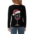 Womens Christmas Shirts Red Wine Glasses Graphic Sparkly Glitter...